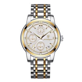 rorios Men's Watches Analogue Quartz Watches Business Luminous Wristwatch Waterproof Watches for Men, Gold white, Bracelet