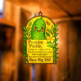 Rusaten Suncatcher Ornament Inspirational Gifts For Women Men, Positive Pickle Gifts For Women, Birthday Valentine Emotional Support Gift For Teacher, Mom, Dad, Daughter, Friend, Coworker (Pickle)