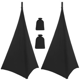 OUUTMEE Speaker Stand Covers - 2 Pack Floor Speaker Tripod Scrim Cover with 360 Degree Cover | Universal DJ Light & Tripod Scrim Skirt for Weddings, Events & Home Use | Black