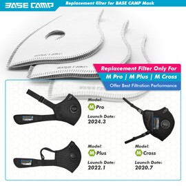 BASE CAMP Activated Carbon Replacement Filters Only for M PRO, M Plus or M Cross Mask,N Plus Mask (12filter)