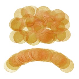 sourcing map 120Pcs Capiz Shells 2" Round Natural Shells with 2 Holes for Seashell Wind Chimes Curtain Shell Garland DIY Craft Wedding Home Decoration, Orange