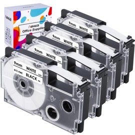 Hehua 4 Pack Compatible Label Tape Replacement for Casio XR-9WE XR9WE XR-9WE2S 9mm Labeling Tape 3/8 Black-on-White Tape Cassette for Kl Label Printer KL-60 KL-100 KL-120 KL-430 KL-750 KL-780 KL-7200