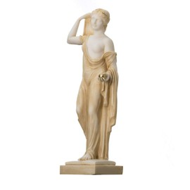 Eris Statue Gold Tone Holding Golden Apple of Discord Greek Goddess of Strife