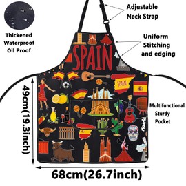 WZMPA Spain Espana Grilling Apron Spain Chef Gift Spanish Adjustable Apron With Pockets Spain Travel BBQ Gift, Spain Bl Ap