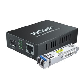 10Gtek Gigabit Ethernet Media Converter, SingleMode Dual LC Fiber to Ethernet RJ45 Converter for 10/100/1000Base-Tx to 1000Base-LX, UL Certified, 1310-nm, up to 20-km