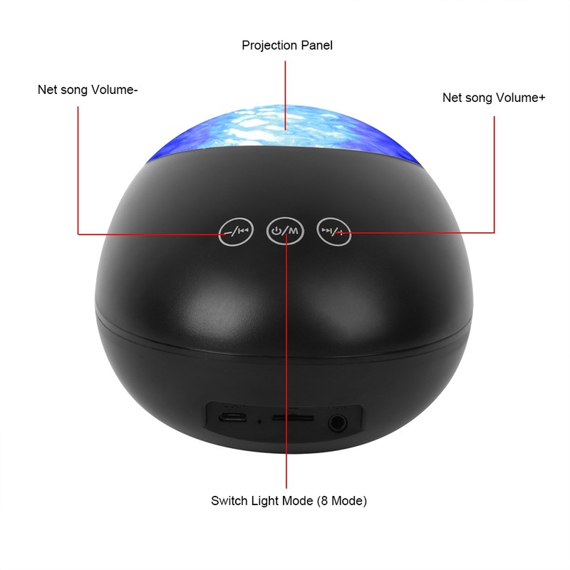 Innovative Ocean Projection Light Night Sleep Wireless Music Lamp for