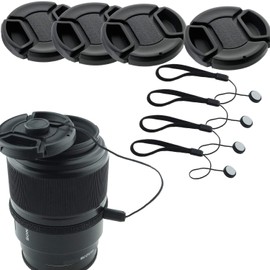 CamKix Lens Cap Bundle - 4 Snap-on Lens Caps for DSLR Cameras including Nikon, Canon, Sony - 4 Lens Cap Keepers / 1 CamKix Microfiber Cleaning Cloth included (49MM)