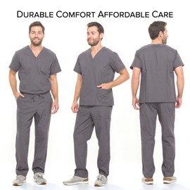 Dagacci Medical Uniform Scrubs Medical Uniform Unisex Scrubs Set Medical Scrubs Top and Pants (X-Large, Petwer Gray)