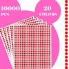 10000 PCS Red Dot Stickers 1/4" Round Circle Dot Stickers