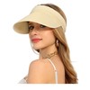 soul young Womens Straw Sun Visor Hat Ponytail Hole UV Protection Wide Brim Summer Cap Packable for Travel UPF 50+(Beige)