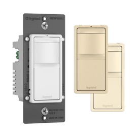 Legrand radiant RRW600UTC 600W Occupancy Motion Sensor Light Switch, 180 Degree Coverage, Auto On/Auto Off, Single Pole, White/Light Almond/Ivory (1 Count)
