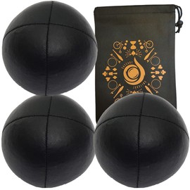 3 x Pro Cascade XL 180g Juggling Balls - Large Sized Quality Thud Juggling Balls & Bag - Set of 3 Juggling Balls (Black)