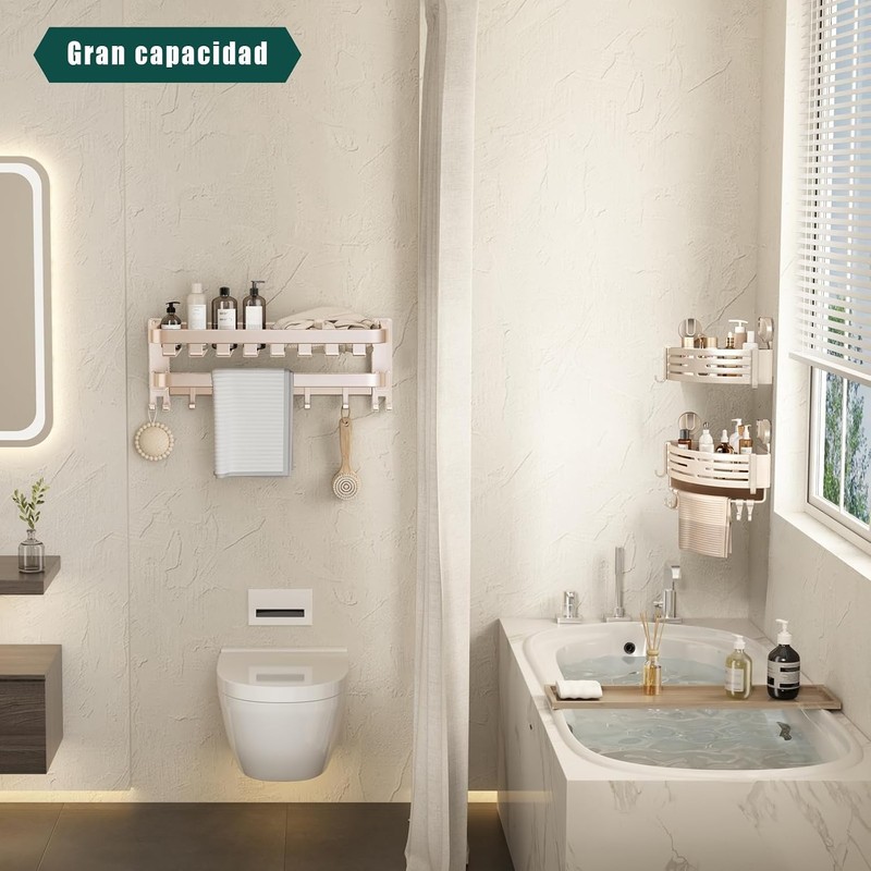 Repisa para Baño Esquinero Ventosa Antióxido Tofaney x2 Unidades Blanco