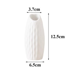 Ceramic Ribbed Vases Small Decorative Flowers Vase for Minimalist Modern Home Decor(White)