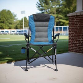 Caravan Sports High Back Deluxe Padded Folding Chair with Extra Wide Backrest, Padded Seat, Armrests & Cup Holder, Portable Outdoor Camping Chair with Carry Bag for Sports, Tailgating & Travel