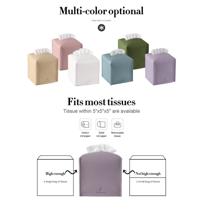 Tissue Box Cover, Jeethemy Square PU Leather Tissue Box Holder,