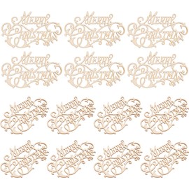 20Pcs Wooden Merry Christmas Words Craft, DIY Unfinished Wood Christmas Ornament Signs Embellishment for Christmas Tree Home Wedding Decor