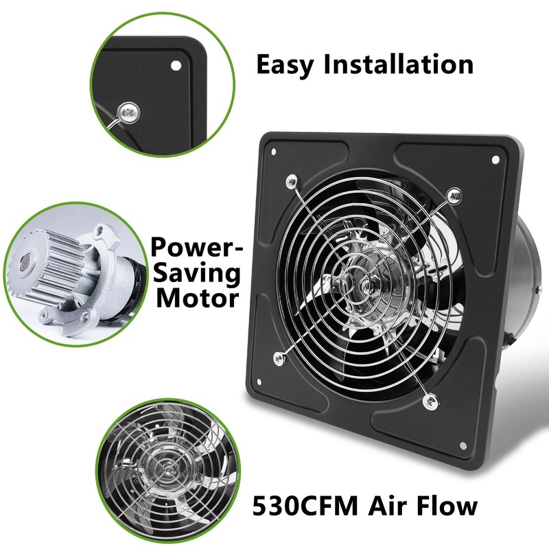 POWERENG 8 Inch Exhaust Fan,530CFM Kitchen Exhaust Fan with Speed