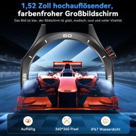 MEGALITH Smartwatch Men's Fitness Phone Function: 1.52 HD Waterproof Torch Pedometer Sports Fitness Watch - Tracker Blood Pressure Smart Watch Compatible Android iOS