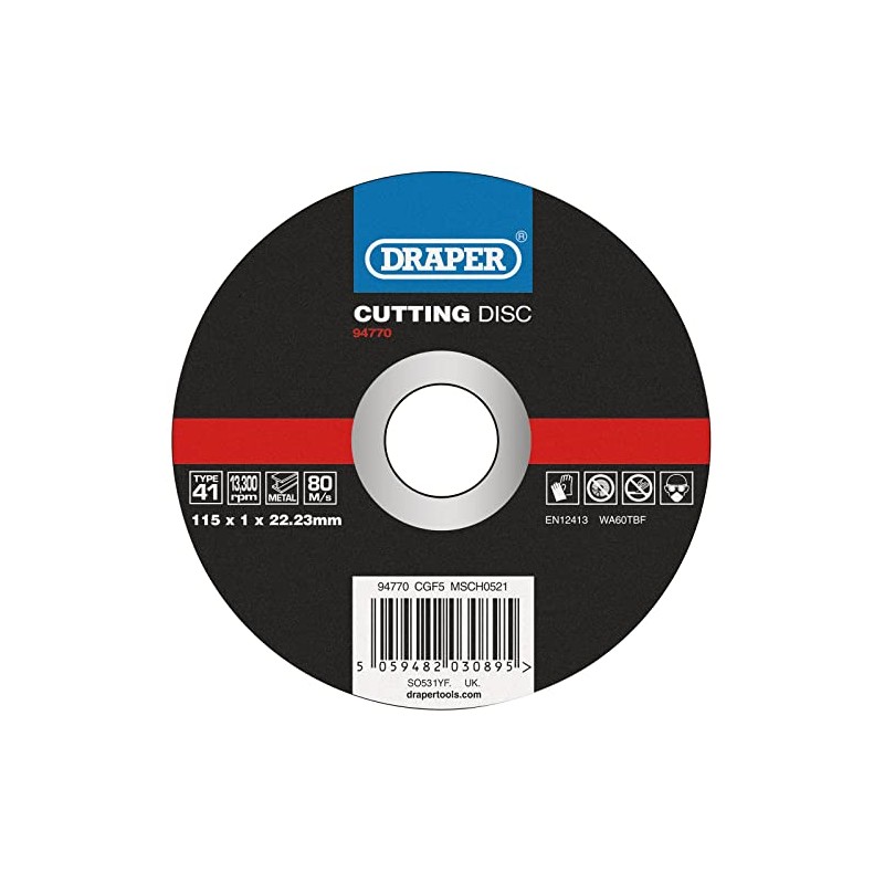Draper 94770 Metal Cutting Disc, 115 x 1 x 22.23mm