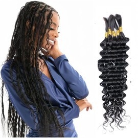 Czrleaty Human Braiding Hair Wet and Wavy Bulk Human Hair For Braiding No Weft Deep Curly Wave 5bundles/Pack 50g Micro Braiding Hair Extensions For Boho Braids (Deep Curly Wave 1.72 Ounce, 18 inch)