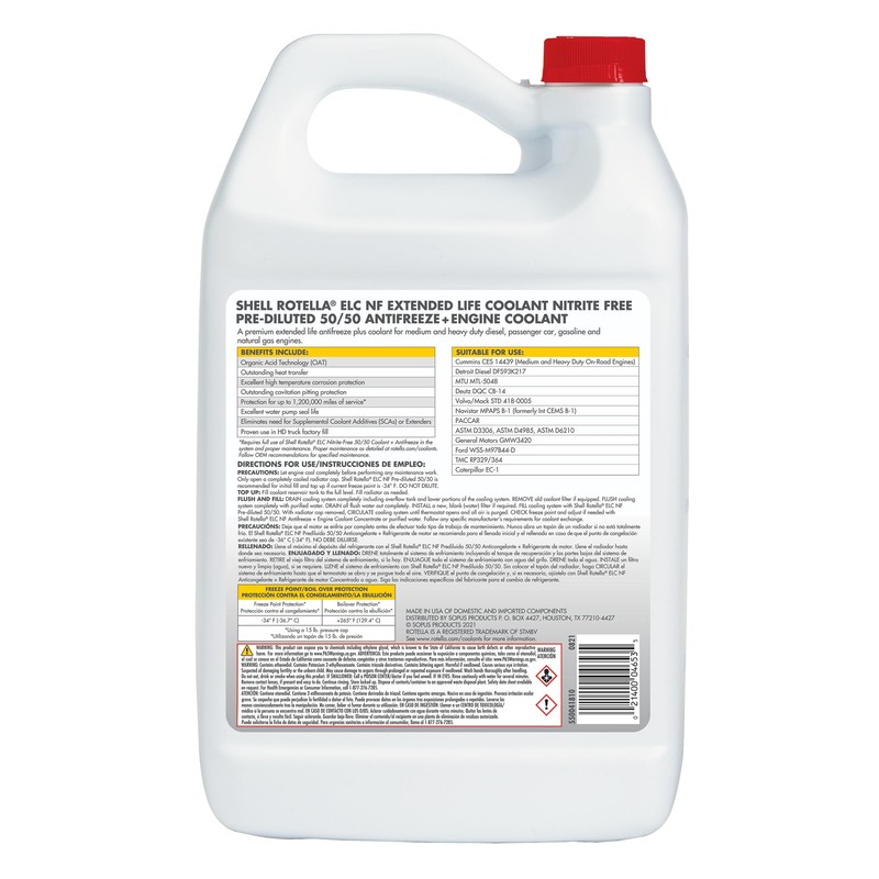 Shell Rotella Nitrite-Free Extended Life ELC Anti-Freeze + Coolant, Pre-Diluted