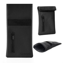 Gosstek Pocket Size Smell Proof Storage Bag with 3 Small Accessories, PU Leather Smell Proof Storage Case and Great Gift for Women, Portable Pocket Pouch for Home and Travel (Black Set)