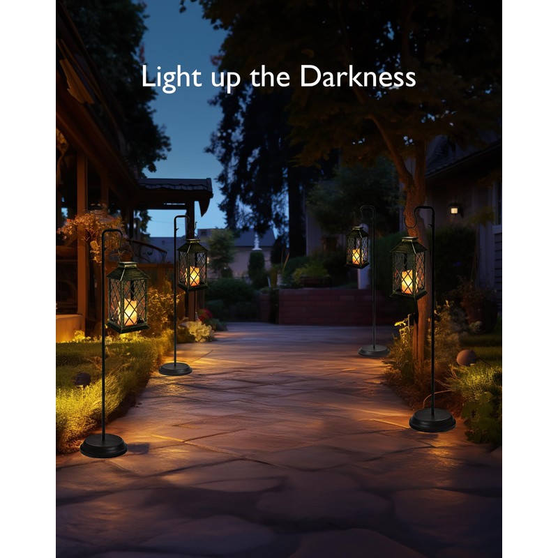 Homemory Solar Lanterns Outdoor Waterproof Hanging with Flickering Flameless Candles,