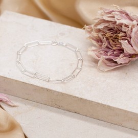 Tuscany Silver Women's Sterling Silver Elongated Cable Chain Bracelet - 19cm/7.5"