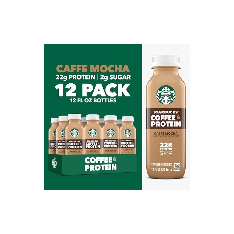 Starbucks Coffee & Protein, Caffe Mocha, 12 fl oz Bottles,