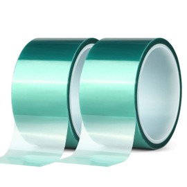 2 Roll Polyester High Temperature Masking Tape,PET Tape with Silicone Adhesive,Ideal for Painting,Powder Coating,Anodizing,Circuit Boards(Green,2 inches X 82 Feet