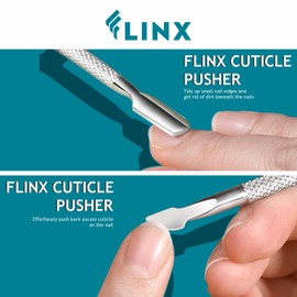 FLINX Nail Cuticle Pushers Tool with Pouch Nail Tools for Manicure & Pedicure Metal Cuticle Pusher and Scraper Empujador de Cuticula Professional Cuticle Tools for Nails, Nail Pusher and Nail Scraper