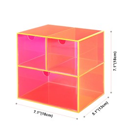 Gelite Desk Organizer with 3 Storage Drawers for Makeup Office Acrylic Desktop Drawer Organizer for Vanity Office Organization and Storage Box, Neon Pink