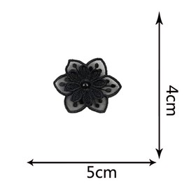 Pack of 10 Lace Organza Embroidery Black Beads Flowers Applique Patches Sticker Applique Patches for Sew-On Embroidered Crafts and Decorating on Clothes Curtain Table Cloth Bags Scarf