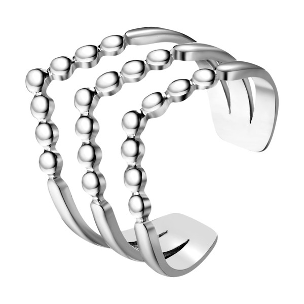 JewelryWe Women's V-shape curb chain: elegant women's ring, three-layer V-shape