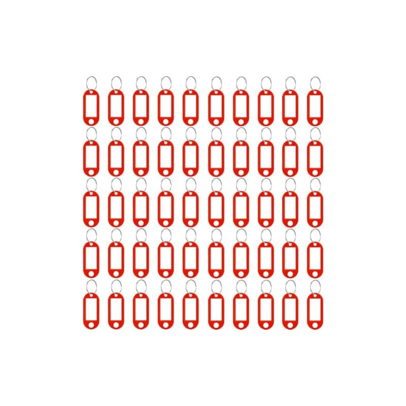 Key Tags with Split Ring, 50 Pack, of one Colour,