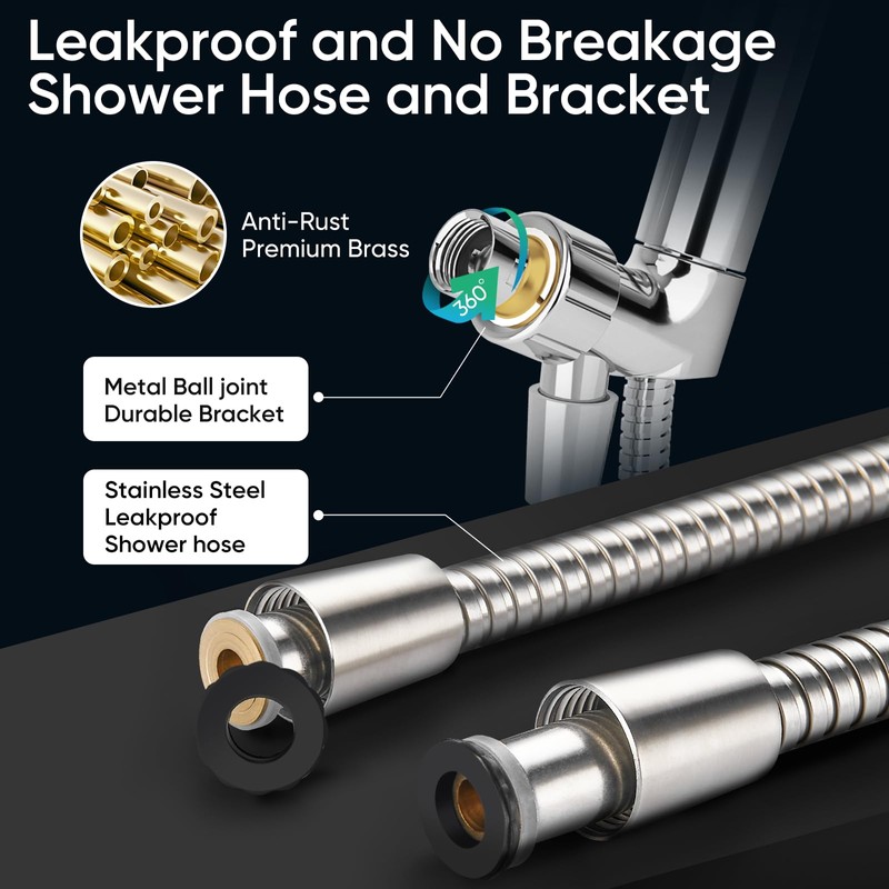 Cobbe High Pressure Shower Head with Built-in Pause Button, 9-Function