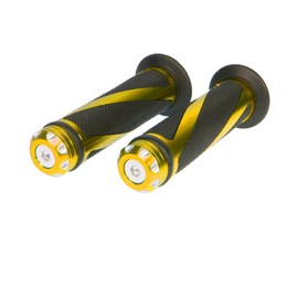 LERTREE 7/8" Aluminum Rubber Gel Hand Grips for Motorcycle Sports Bikes Handlebar (Gold)
