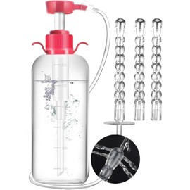 Enema Kit for Colon Cleansing - Anal Douche Anti Back-Flow with Syringe Handle & 3 Nozzle Tips - Vaginal Douche for Women/Douches for Men - 600ml / 20.29 OZ