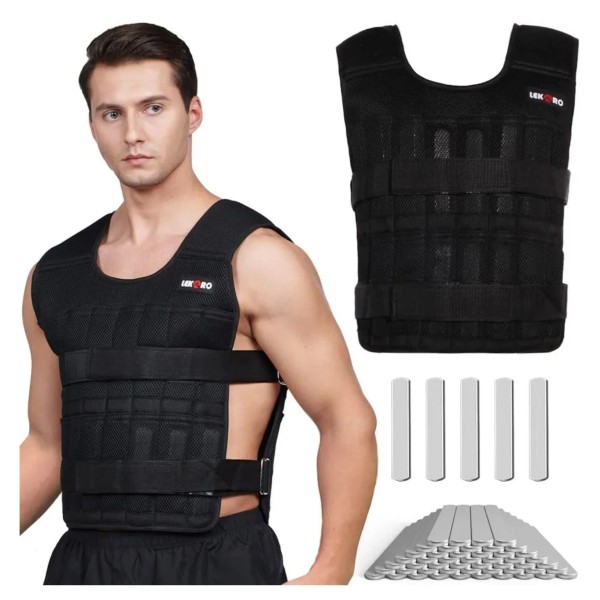 LEKÄRO Adjustable Weighted Vest 44LB Workout Training Vest with 96