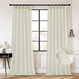 StangH Pinch Pleated Linen Curtains 84 inch Length 2 Panels, Natural Semi Sheer Bedroom Drapes with Hooks Light Filtering Farmhouse Track Curtains for Living Room Nursery, Ivory, W40 x L84