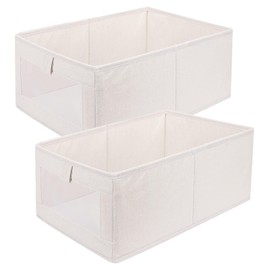 XIKAYA Wardrobe Storage Boxes - Foldable Fabric Storage Cube with Transparent Window - for Laundry, Toys, Clothes, Books (2pcs/set)