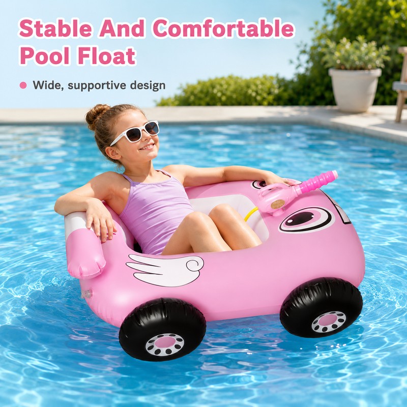 Inflatable Car Pool Float with Water Gun – PVC Ride-On