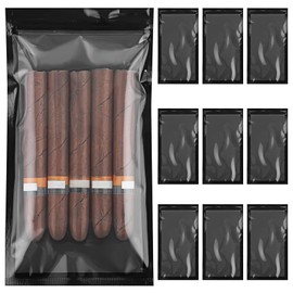 Linkidea 10 Pcs Ziplock Cigar Humidor Bag, 9.4"x 5.1" Portable Humidor Bags for Cigars, Reusable Travel Cigar Storage Accessories (Black)