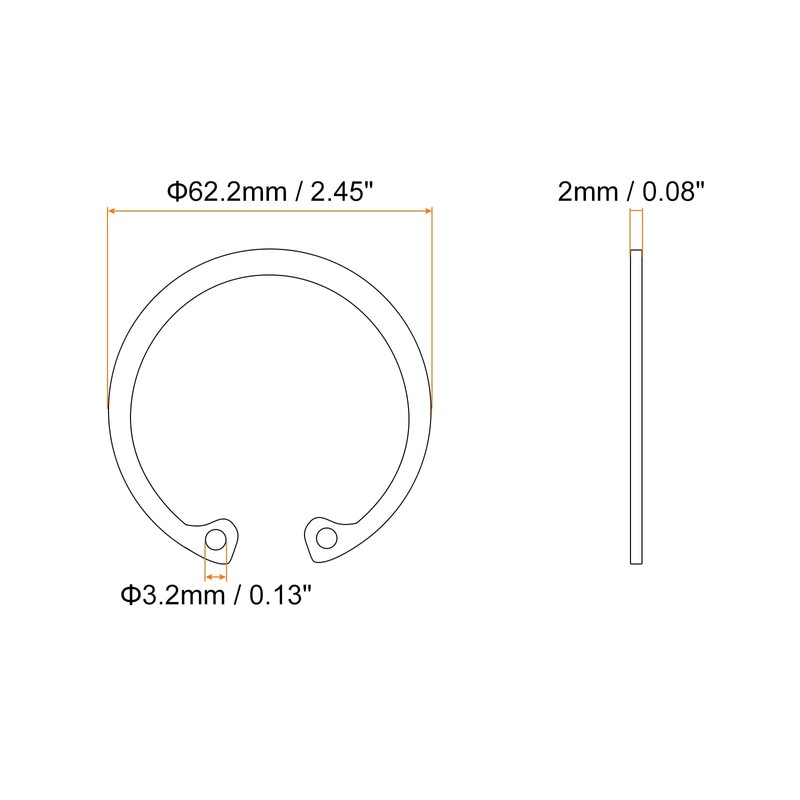 sourcing map 5Pcs 58mm Internal Retaining Ring Circlip, 304 Stainless