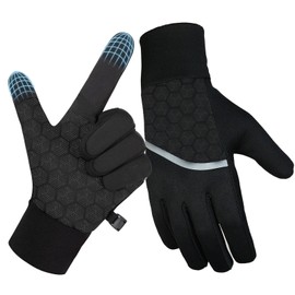 VERSAL Winter Warm Gloves, Touchscreen Windproof Thermal Gloves for Men Women, Non-Slip Water-Resistant Fleece Lined Cycling Gloves MTB Running Gloves for Men Women Driving Climbing Hiking Skiing (L)