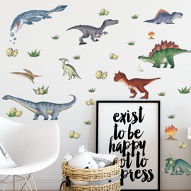 Large Dinosaur Wall Decals for Kids Bedroom - Grass Dinosaur Egg DIY Wall Art Stickers for Classroom, Nursery, Playroom - Removable Peel and Stick Decor