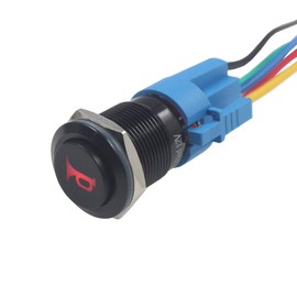 ETOPARS Black Case 19 mm 12 V 5 A Car Red Light Horn Speaker Push Button Toggle Switch Moment Switch Rocker Switch Self Plug Wire