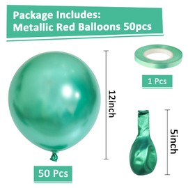 Eitolo Metallic Green Balloons, 50 PCS Shiny Chrome Balloons, 12Inch Metallic Helium Balloons, Thicken Latex Balloons for Baby Jungle Theme Birthday Party Wedding Engagement Festival Fiesta Decoration