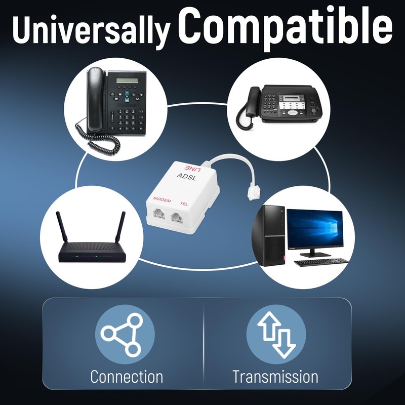 Uvital DSL Filter Splitter for Landline Phone, ADSL Splitter Filter,